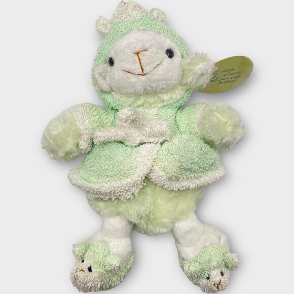 Plushland Wooly Green Lamb Terry Cloth Plush Robe Slippers 2000 March of Dimes - Picture 5 of 12